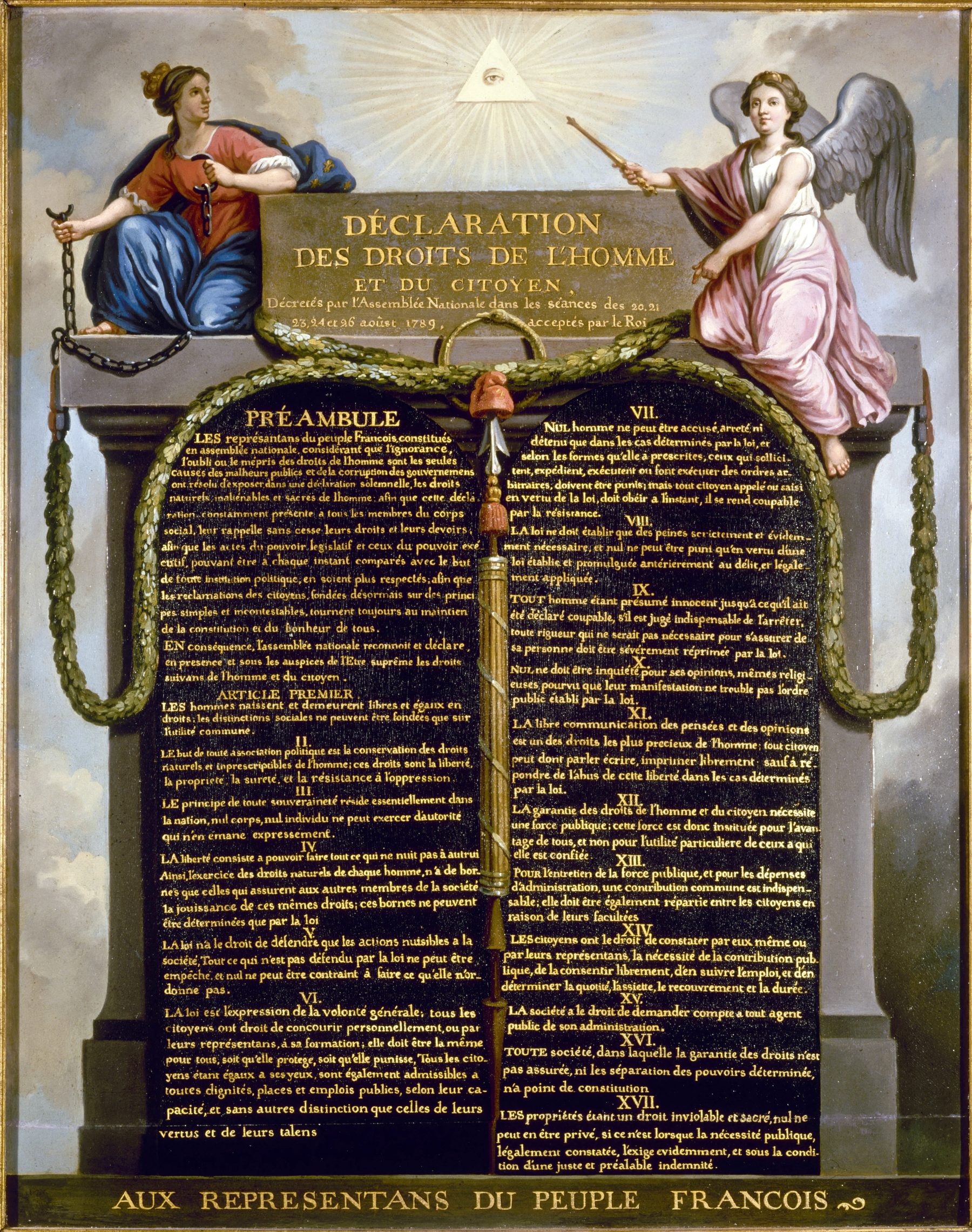 1789年の人間と市民の権利の宣言を描いた作品